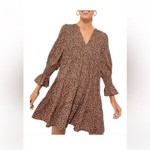 Pomander Place Tuckernuck Leopard Kenzo Mini Dress S Tiered Empire Waist NWOT